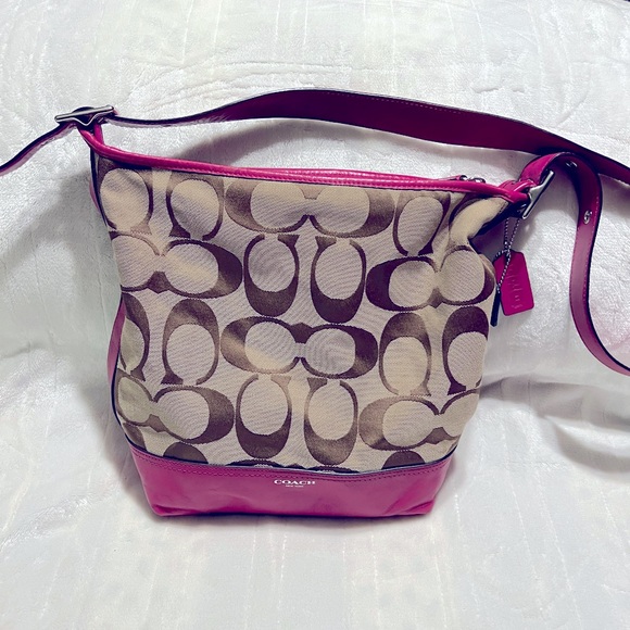 Coach Bags Coach Crossbody Tan And Hot Pink Used Slightly Wear In